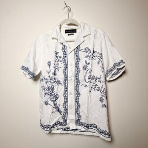 Abercrombie & Fitch White Shirt with Blue Floral Design